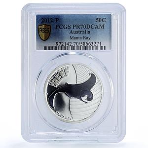 Australia 50 cents Manta Ray Sea Life KM-1847 Fauna PR 70 PCGS silver coin 2012