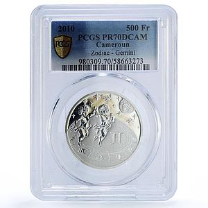 Cameroon 500 francs Gemini Zodiac Zigns KM-27 PR 70 PCGS silver coin 2010