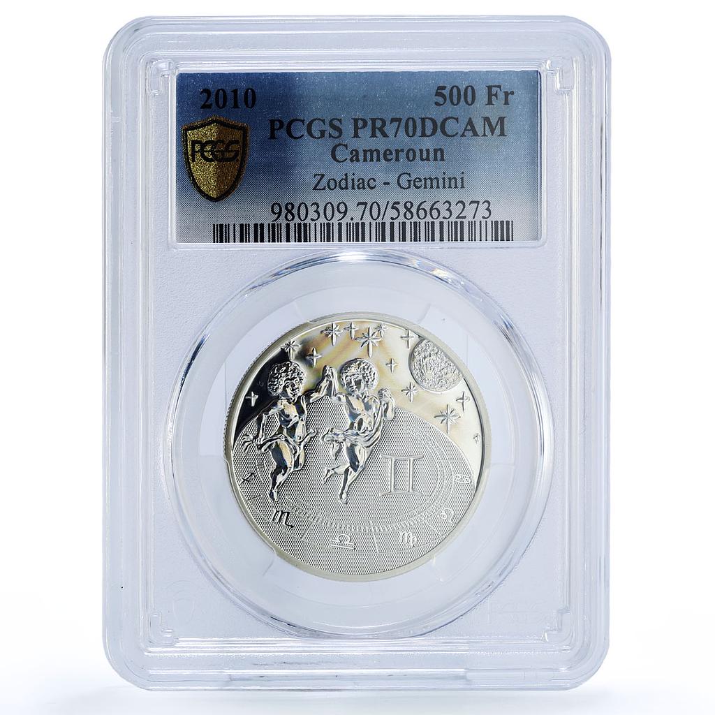 Cameroon 500 francs Gemini Zodiac Zigns KM-27 PR 70 PCGS silver coin 2010