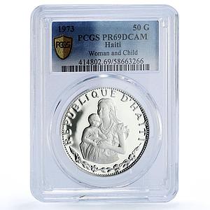 Haiti 50 gourdes Woman and Child KM-105 PR 69 PCGS silver coin 1973