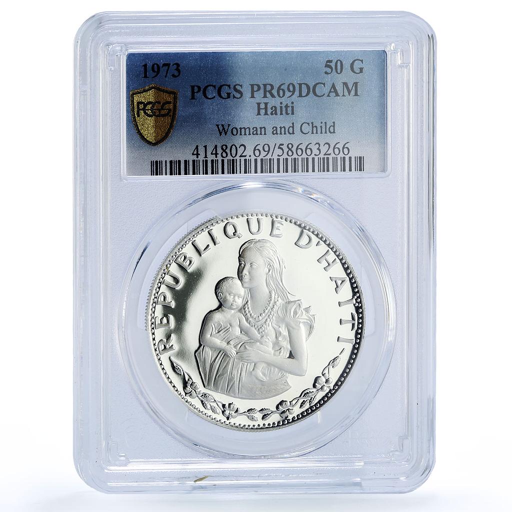 Haiti 50 gourdes Woman and Child KM-105 PR 69 PCGS silver coin 1973