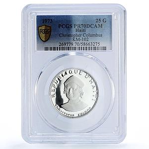Haiti 25 gourdes Christopher Columbus Colomb KM-102 PR 70 PCGS silver coin 1973