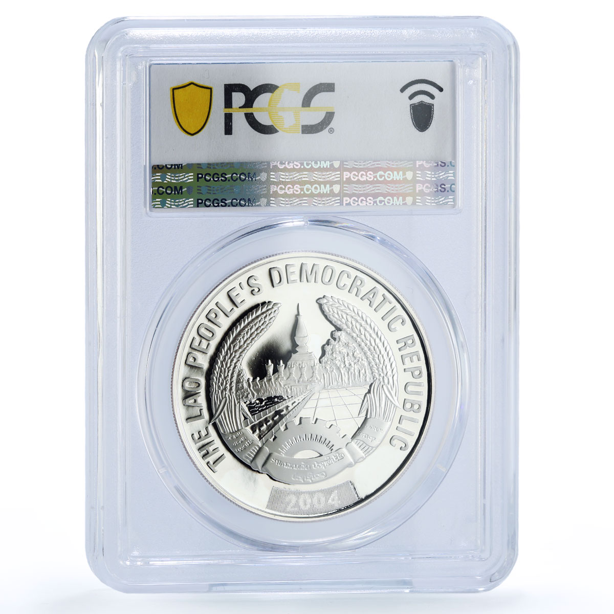 Laos 15000 kip Chilasoma Fower Horn KM-117 Fish Fauna PR69 PCGS silver coin 2003