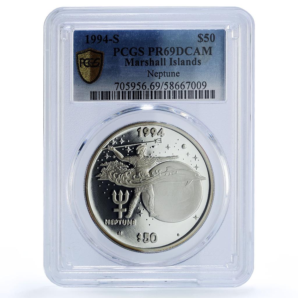 Marshall Isl. 50 dollars Neptune Solar System Space PR 69 PCGS silver coin 1994