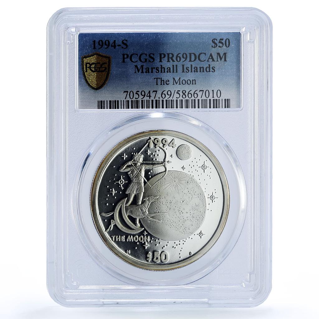 Marshall Islands 50 dollars Moon Solar System Space PR 69 PCGS silver coin 1994