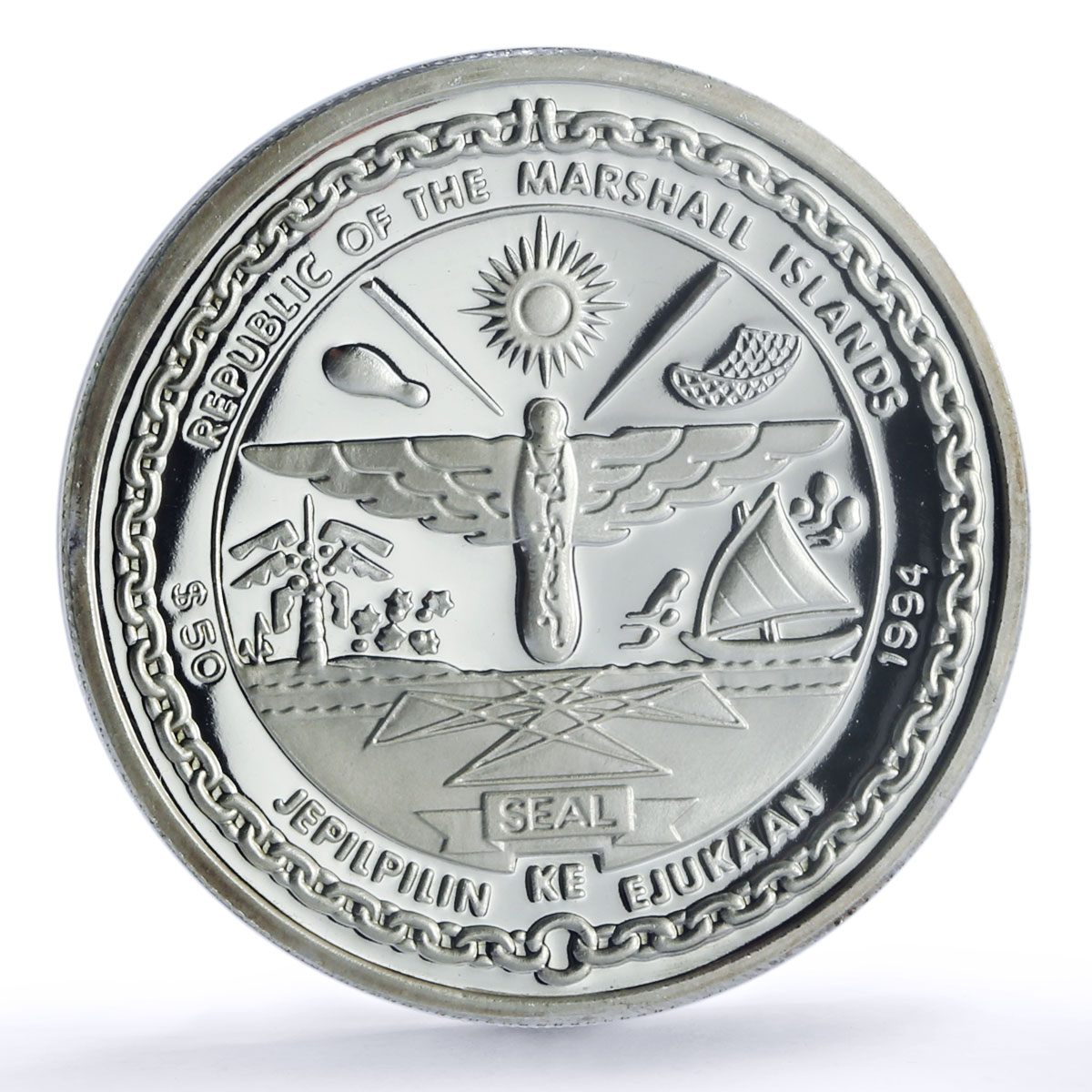 Marshall Islands 50 dollars Moon Solar System Space PR 69 PCGS silver coin 1994