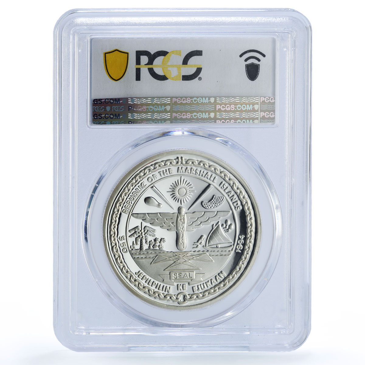 Marshall Isl. 50 dollars Planets Solar System Space PR 70 PCGS silver coin 1994