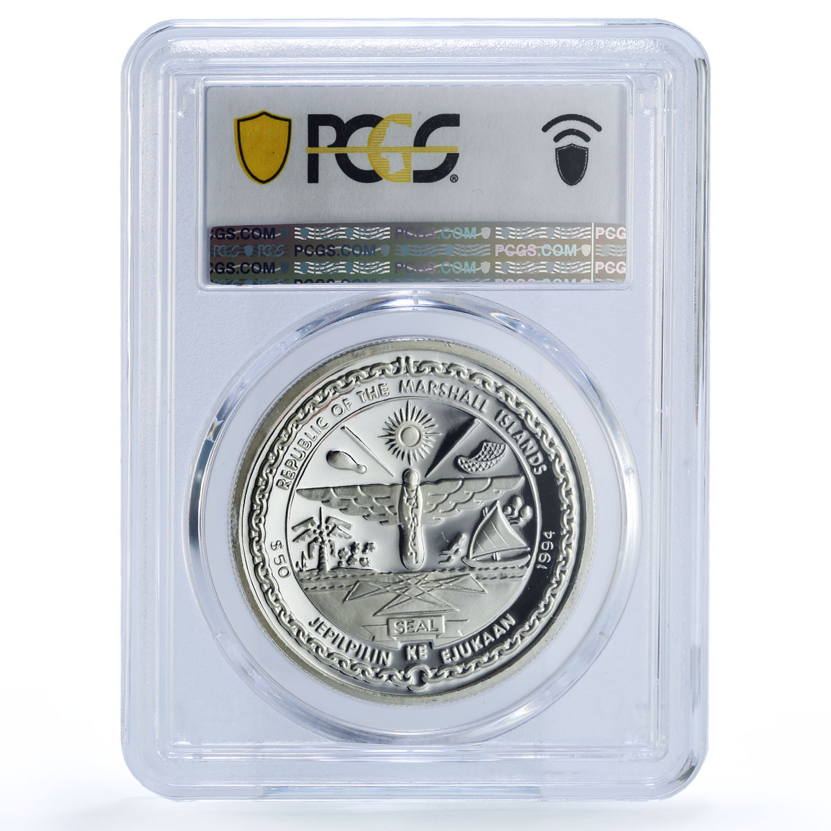 Marshall Isl. 50 dollars Saturn Solar System Space PR 69 PCGS silver coin 1994
