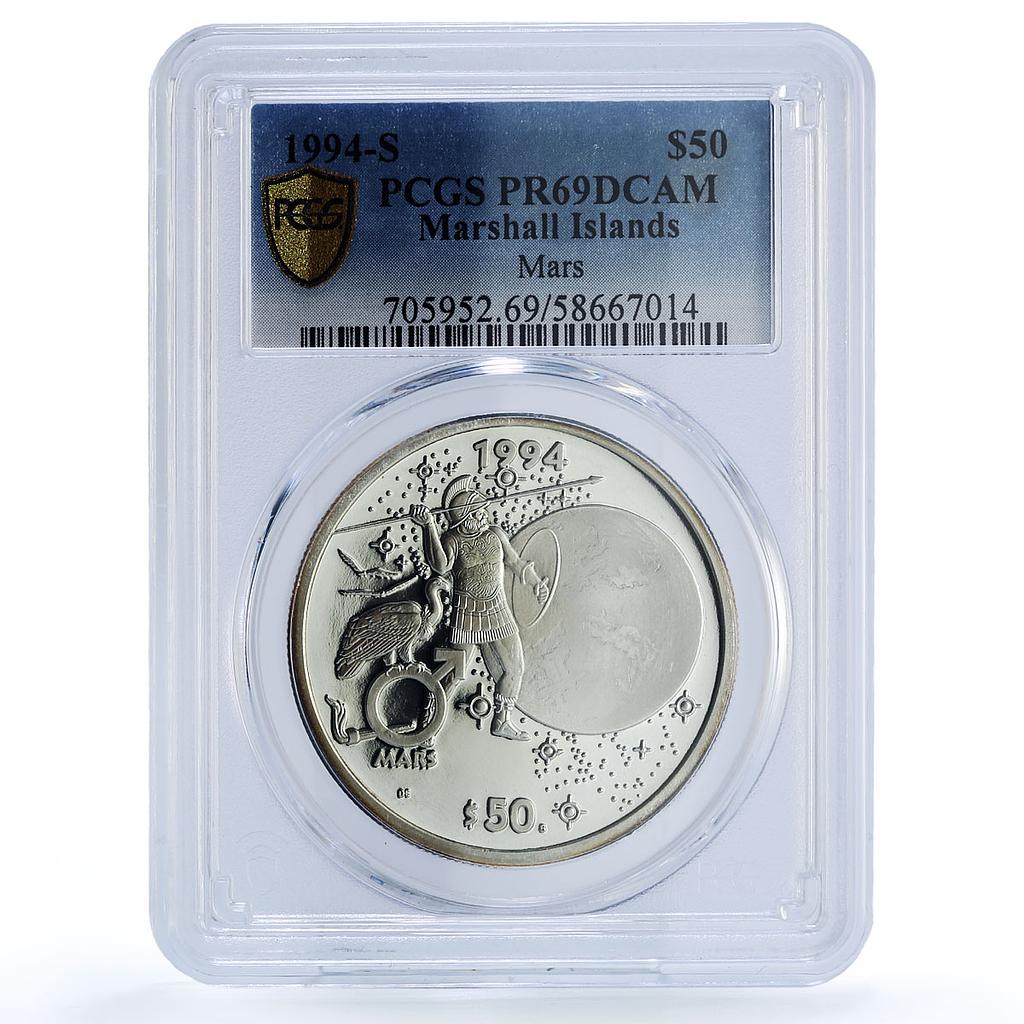 Marshall Islands 50 dollars Mars Solar System Space PR 69 PCGS silver coin 1994
