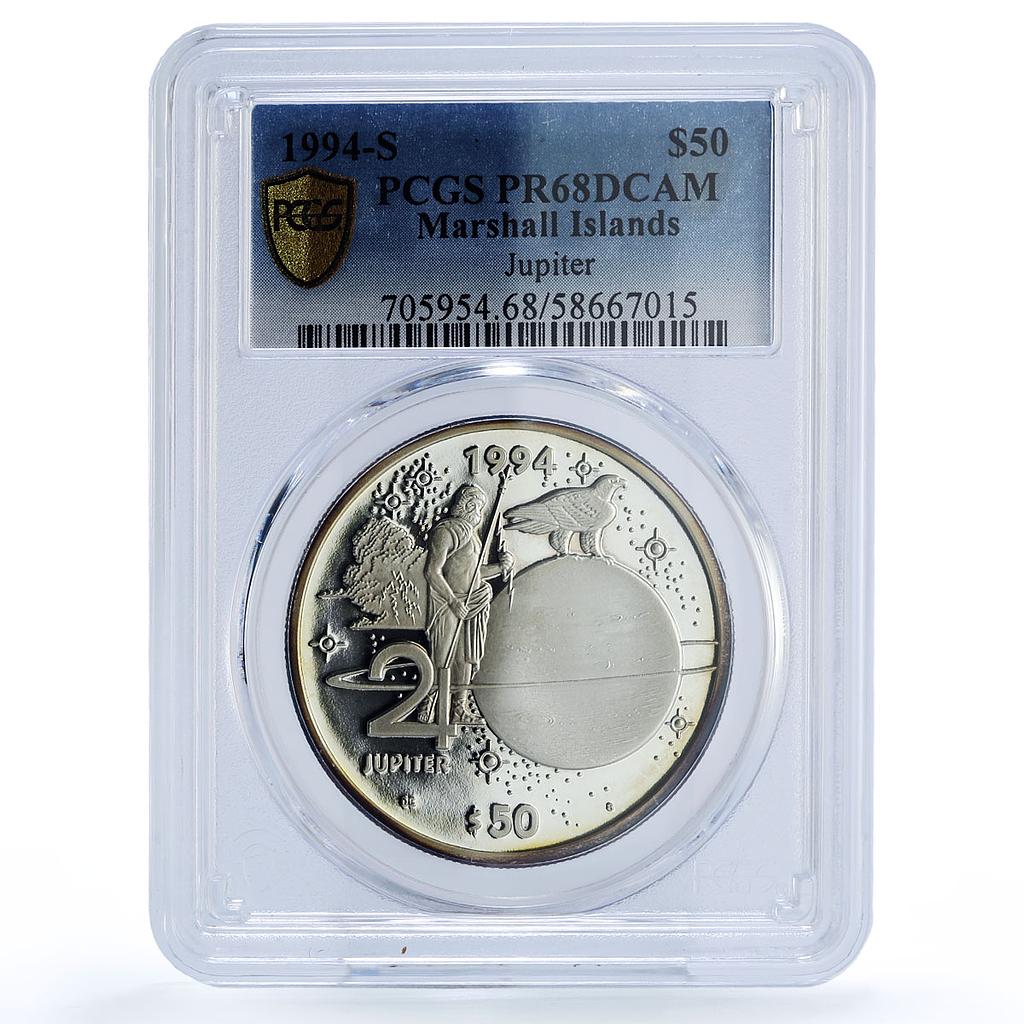 Marshall Isl. 50 dollars Jupiter Solar System Space PR 68 PCGS silver coin 1994