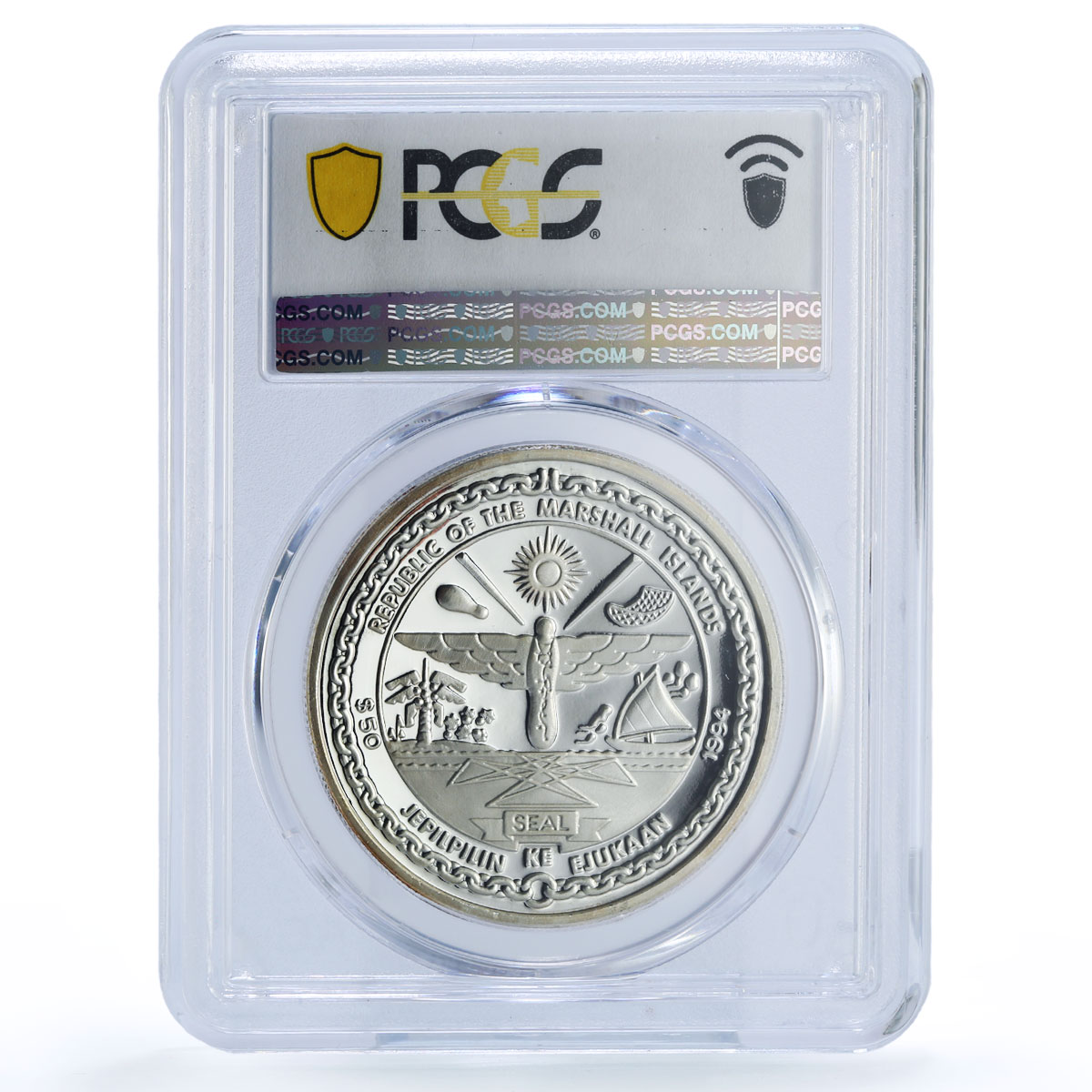 Marshall Isl. 50 dollars Jupiter Solar System Space PR 68 PCGS silver coin 1994