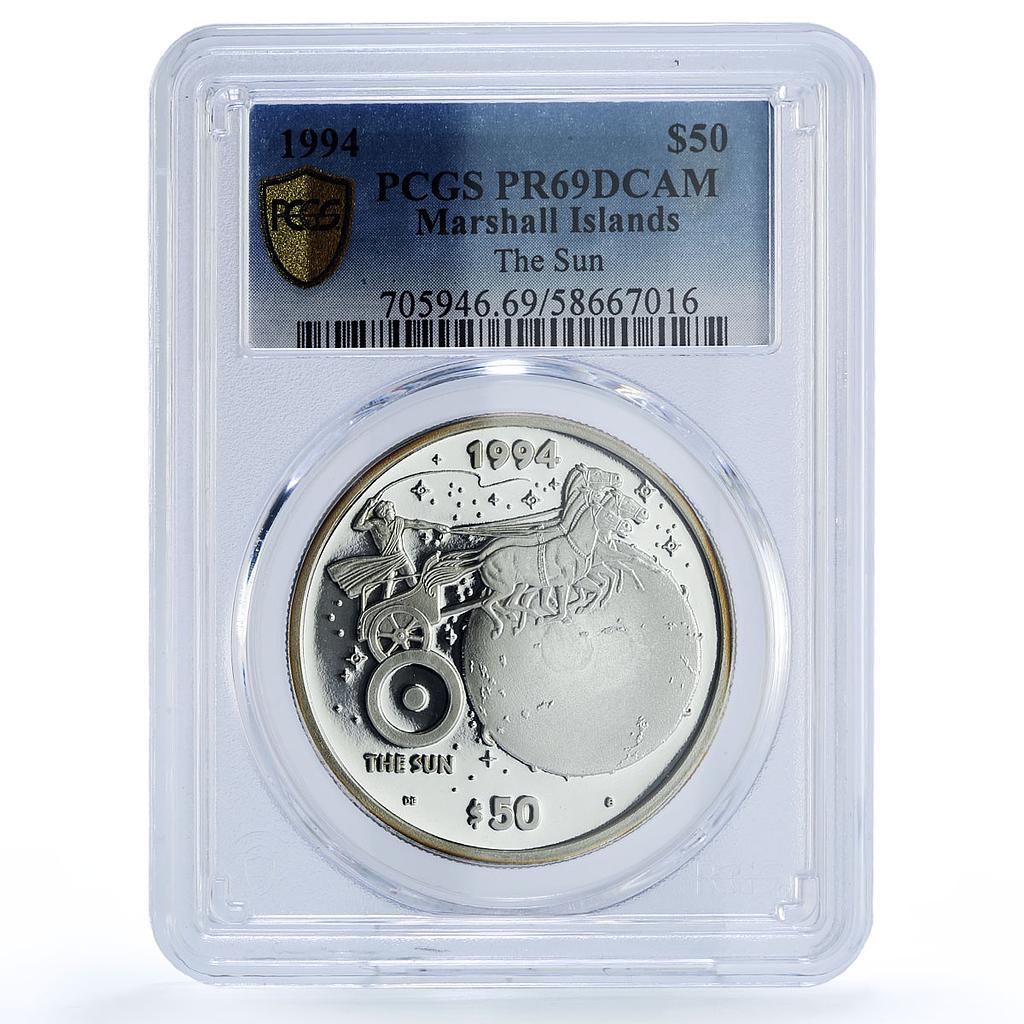 Marshall Isl. 50 dollars The Sun Solar System Space PR 69 PCGS silver coin 1994