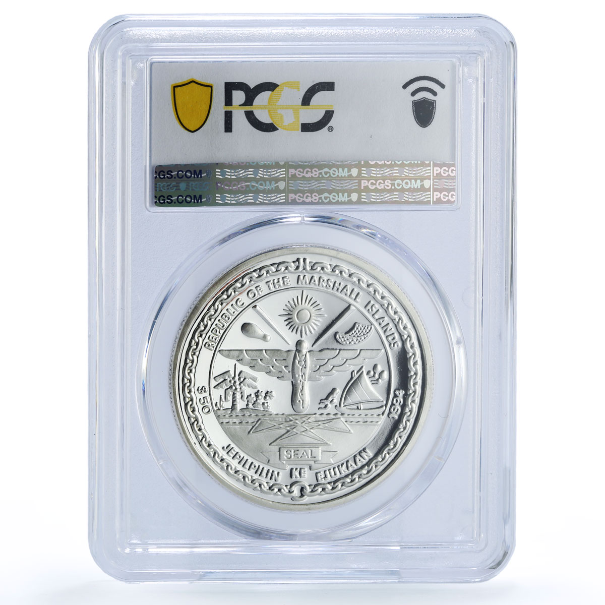 Marshall Isl. 50 dollars The Sun Solar System Space PR 69 PCGS silver coin 1994