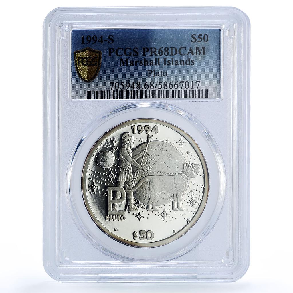 Marshall Islands 50 dollars Pluto Solar System Space PR 68 PCGS silver coin 1994
