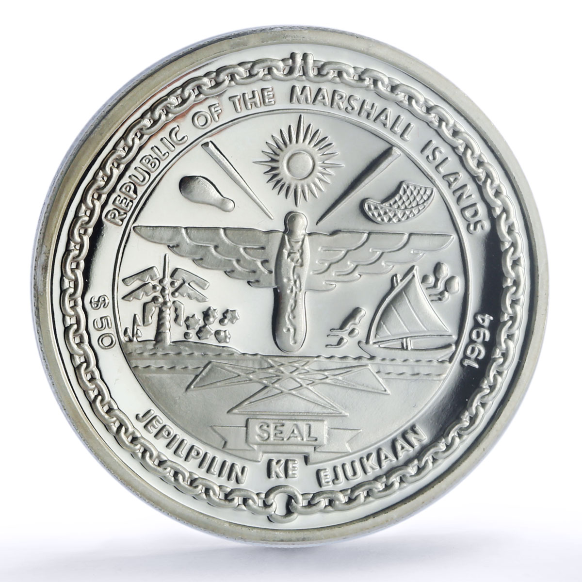 Marshall Islands 50 dollars Pluto Solar System Space PR 68 PCGS silver coin 1994