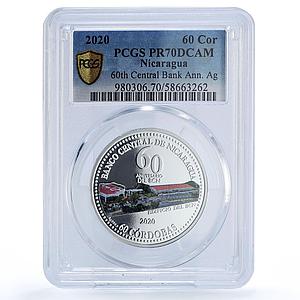 Nicaragua 60 cordobas Central Bank KM-135a Building PR 70 PCGS silver coin 2020