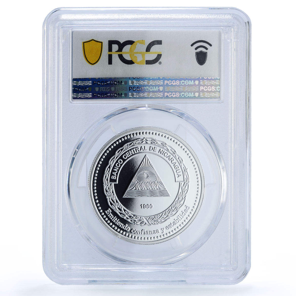 Nicaragua 60 cordobas Central Bank KM-135a Building PR 70 PCGS silver coin 2020