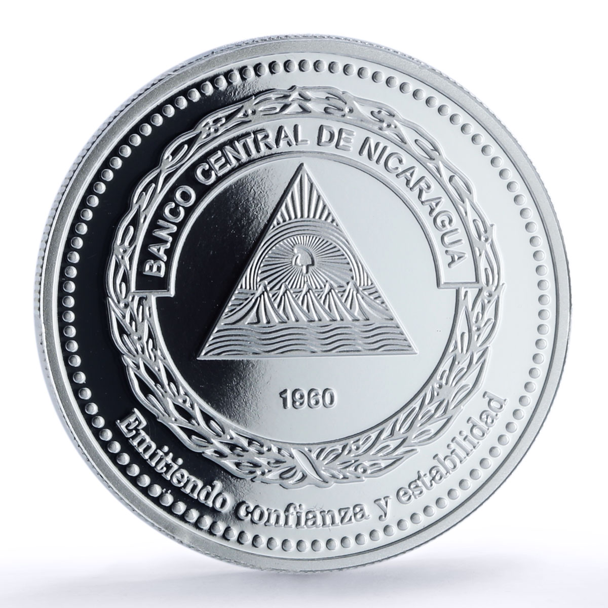 Nicaragua 60 cordobas Central Bank KM-135a Building PR 70 PCGS silver coin 2020