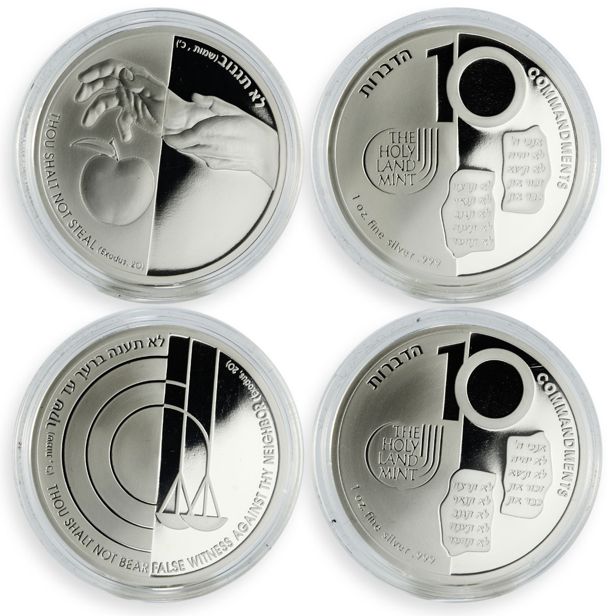 Israel set of 10 medals The Ten Commandmendments proof silver