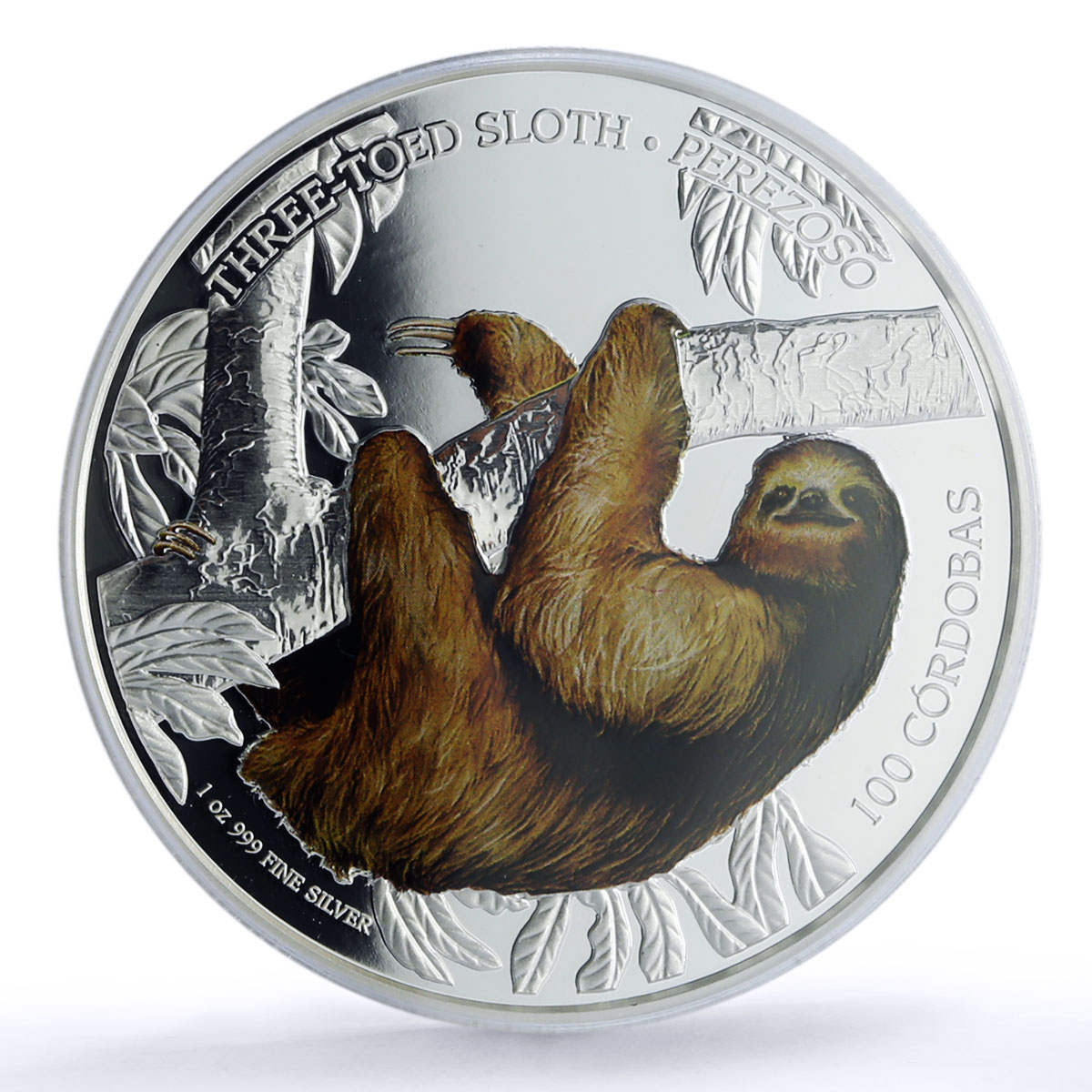 Nicaragua 100 cordobas Three Toed Sloth KM-125 Fauna PR 69 PCGS silver coin 2018