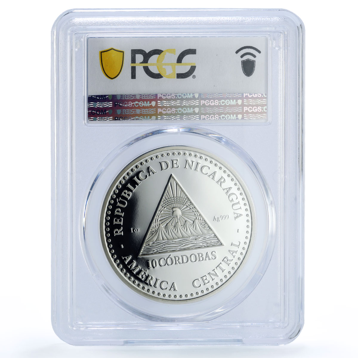 Nicaragua 10 cordobas Quetzalcoatl Maya KM-148 PR 69 PCGS silver coin 2021