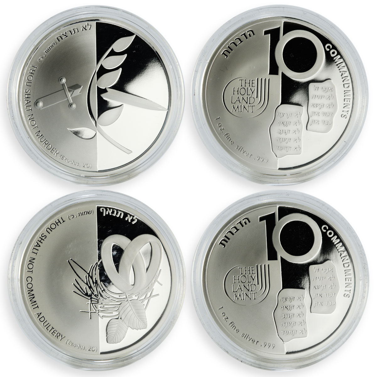 Israel set of 10 medals The Ten Commandmendments proof silver