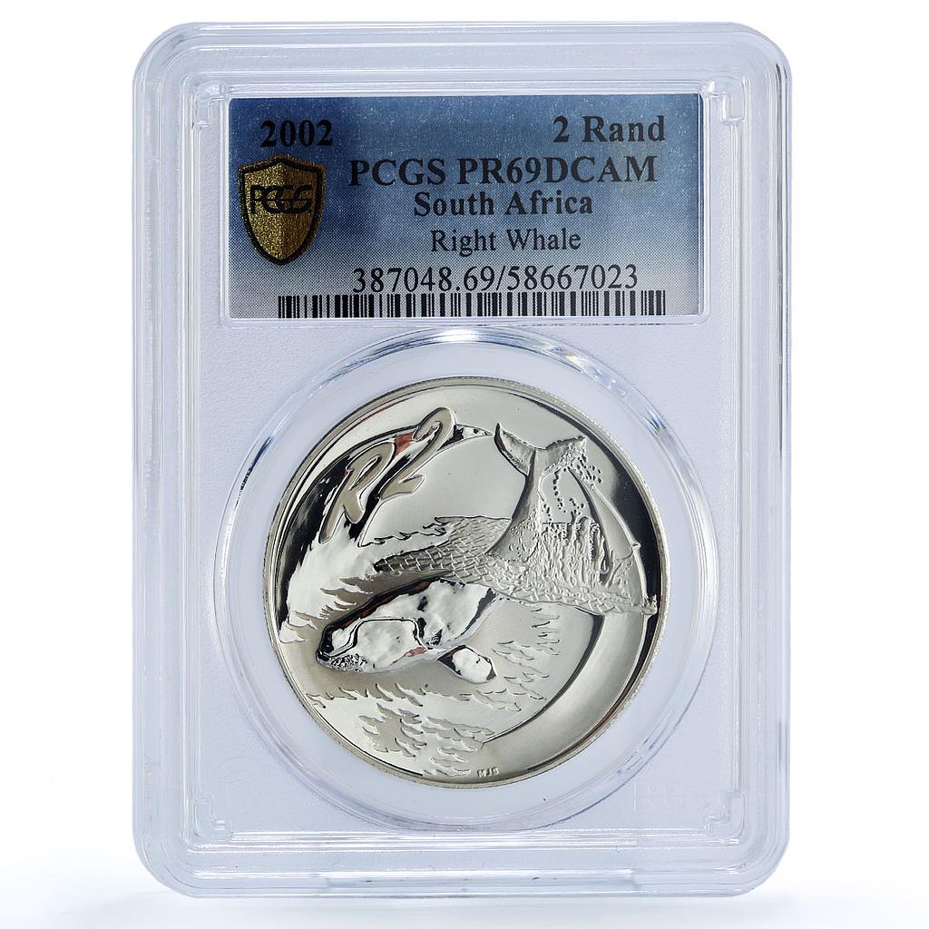 South Africa 2 rand Southern Right Whale Marine Fauna PR69 PCGS silver coin 2002
