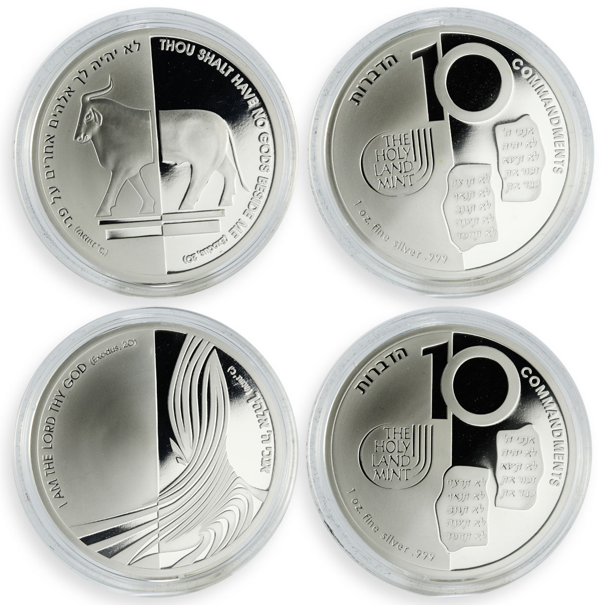 Israel set of 10 medals The Ten Commandmendments proof silver
