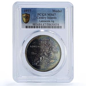 Spain Lanzarote Island Canary Islas Collection MS 67 PCGS silver medal 1977