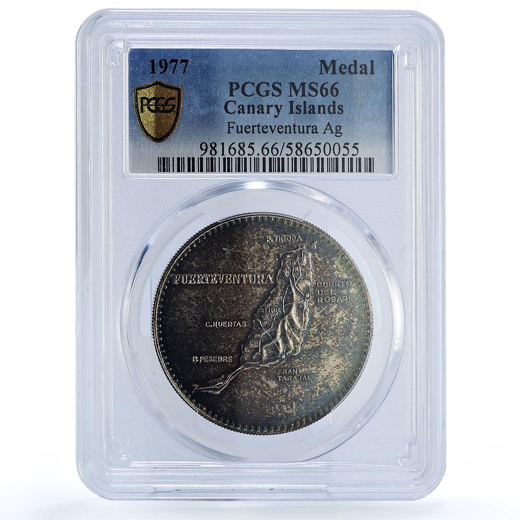 Spain Fuerteventura Island Canary Islas Collection MS 66 PCGS silver medal 1977