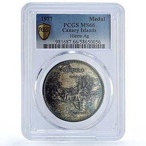 Spain Hierro Island Canary Islas Collection MS 66 PCGS silver medal 1977