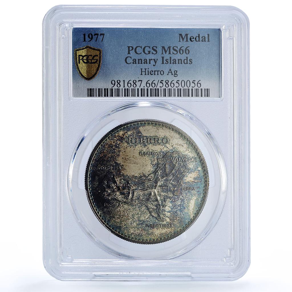 Spain Hierro Island Canary Islas Collection MS 66 PCGS silver medal 1977