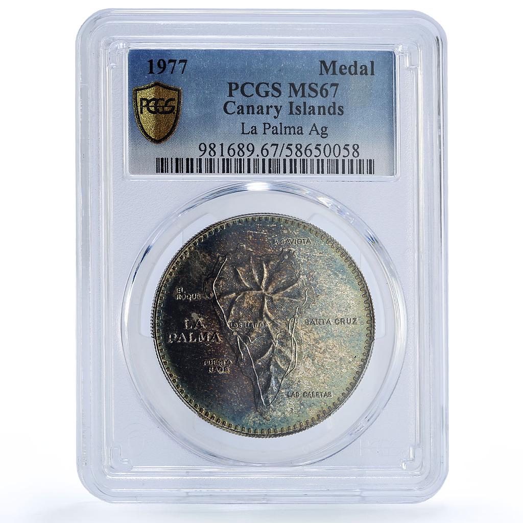 Spain La Palma Island Canary Islas Collection MS 67 PCGS silver medal 1977