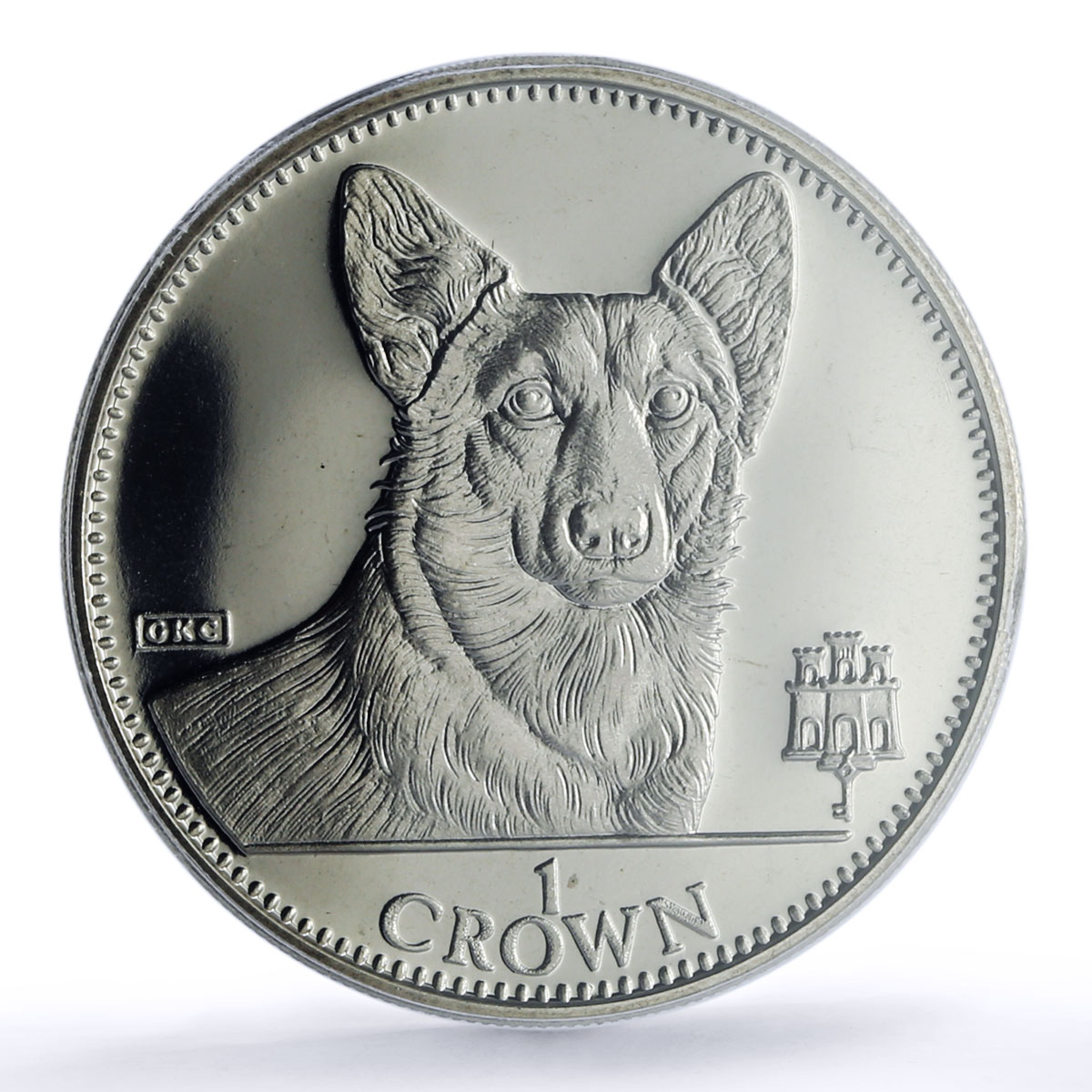 Gibraltar 1 crown Corgi Man Best Friends Dog MS 68 PCGS CuNi coin 1991