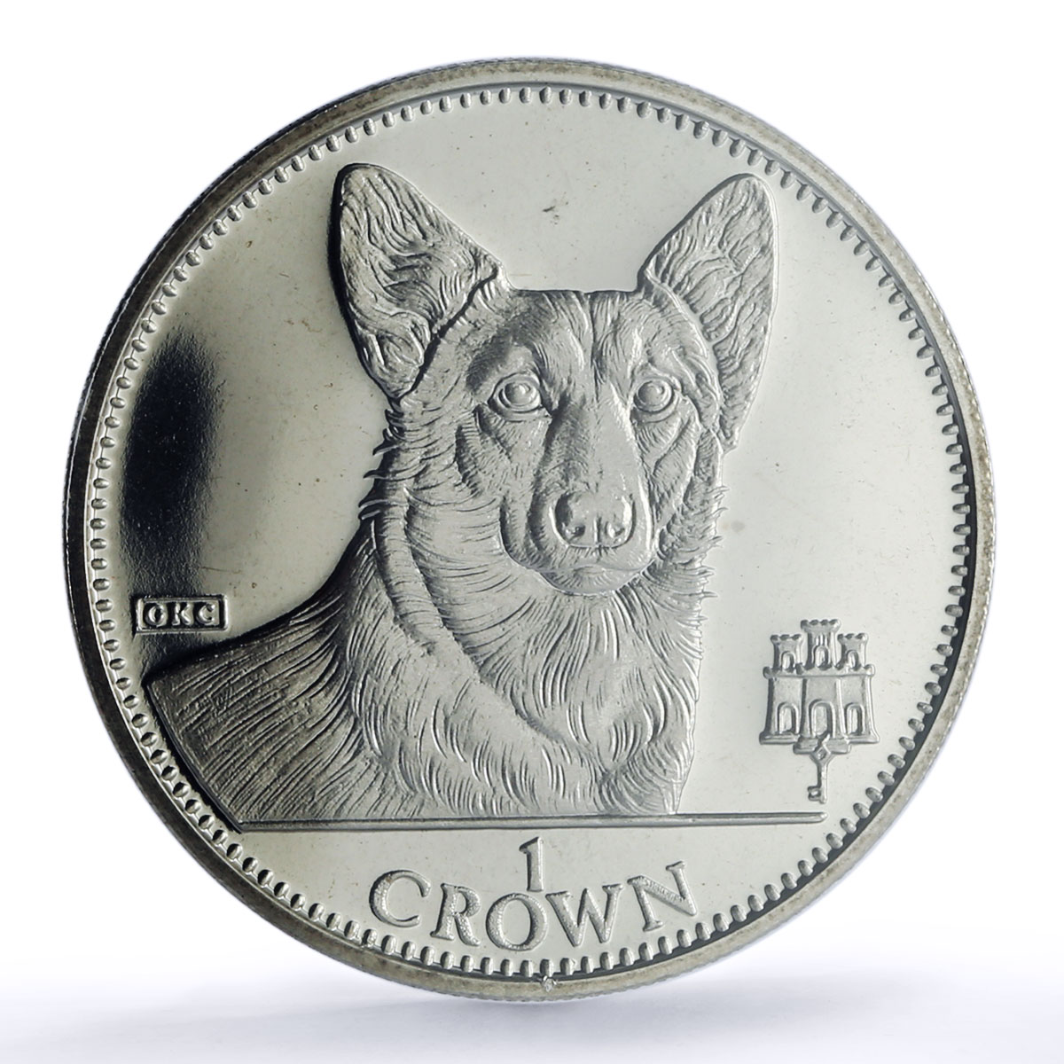 Gibraltar 1 crown Corgi Man Best Friends Dog MS 68 PCGS CuNi coin 1991