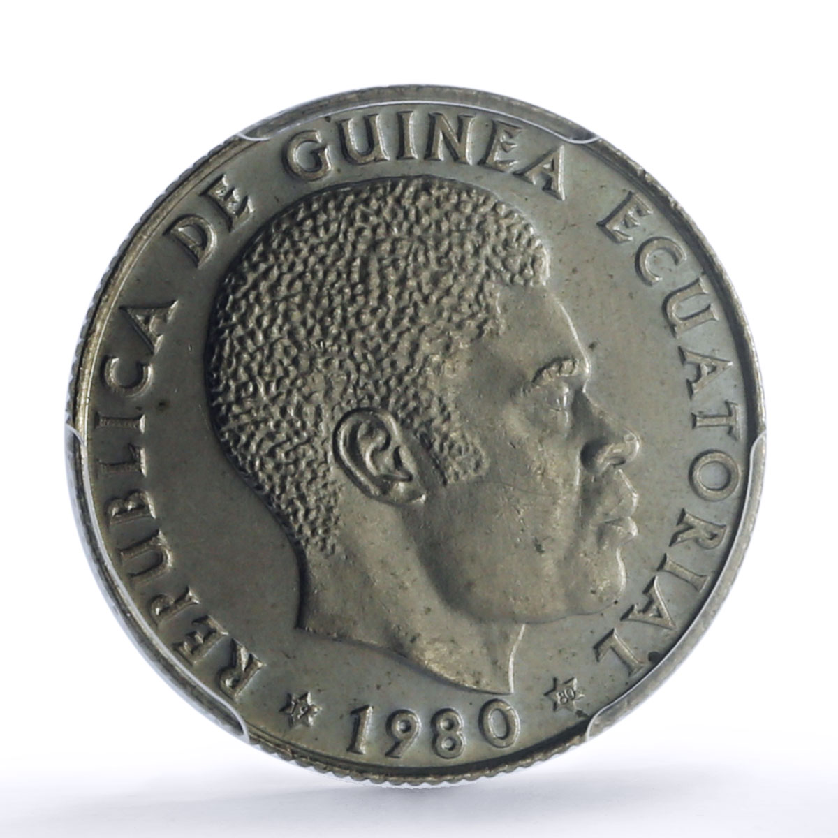 Equatorial Guinea 5 bipkwele Republic Nkogo KM-51 MS 64 PCGS CuNi coin 1980