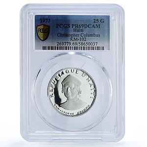 Haiti 25 gourdes Christopher Columbus Colomb KM-102 PR 69 PCGS silver coin 1973