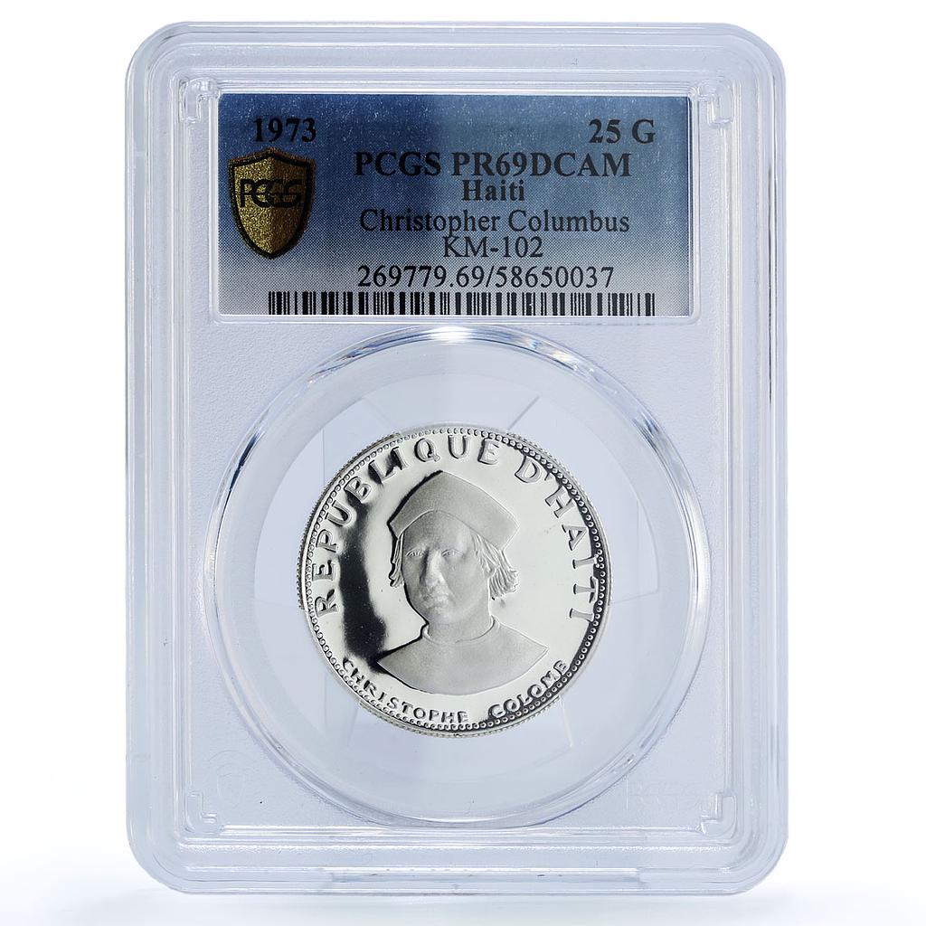 Haiti 25 gourdes Christopher Columbus Colomb KM-102 PR 69 PCGS silver coin 1973