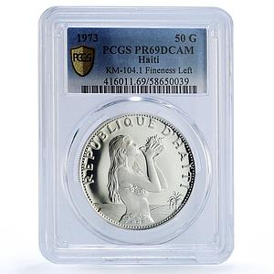 Haiti 50 gourdes Woman on the Beach Fineness Left PR 69 PCGS silver coin 1973