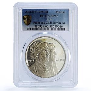 Iraq Peace with Kurdistan Anniversary History SP 66 PCGS silver medal 1975