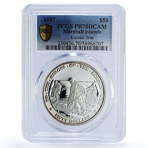 Marshall Islands 50 dollars Heroes Korean War PR 70 PCGS silver coin 1997