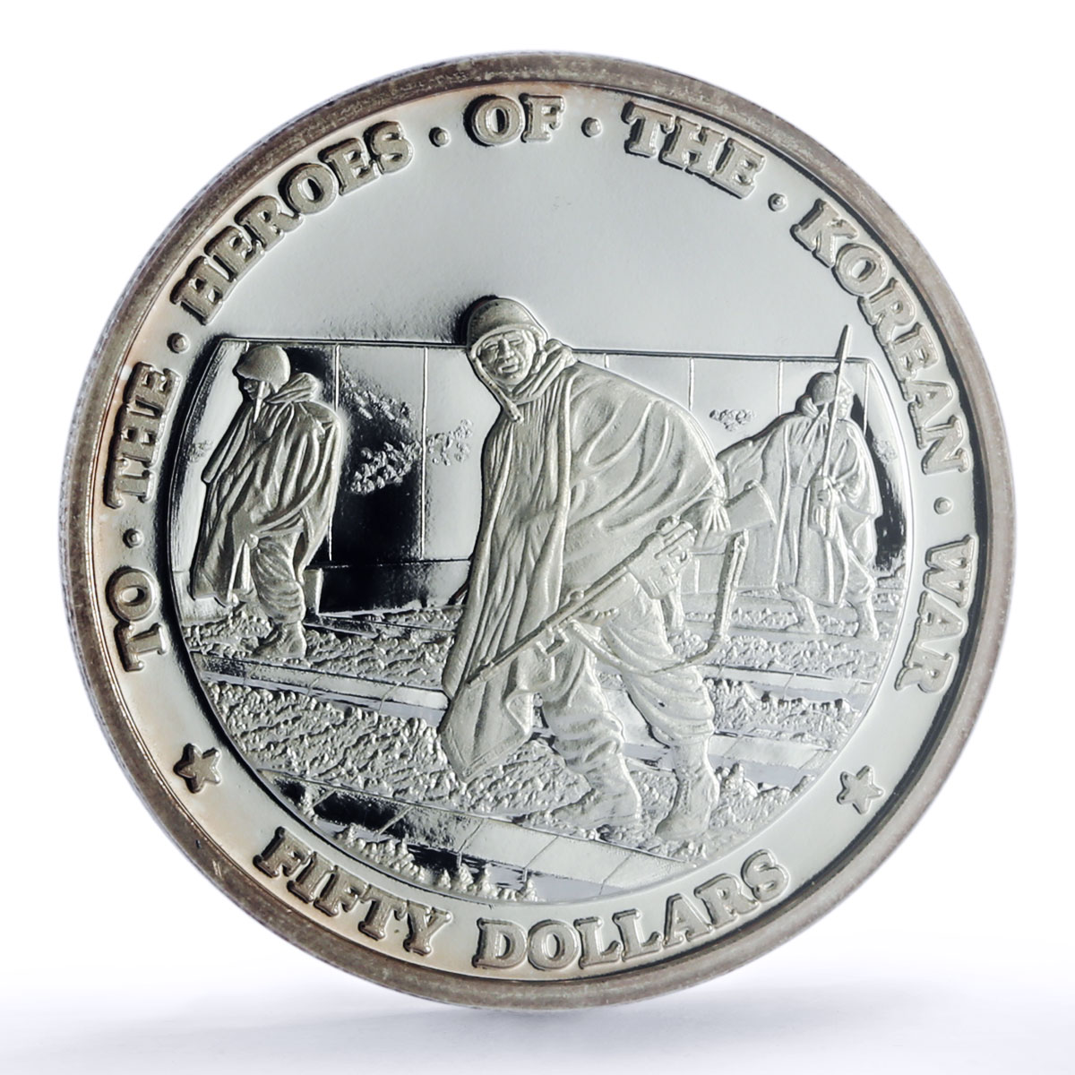 Marshall Islands 50 dollars Heroes Korean War PR 70 PCGS silver coin 1997