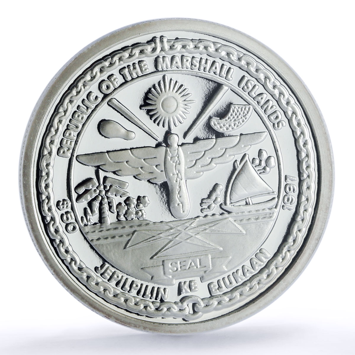 Marshall Islands 50 dollars Heroes Korean War PR 70 PCGS silver coin 1997
