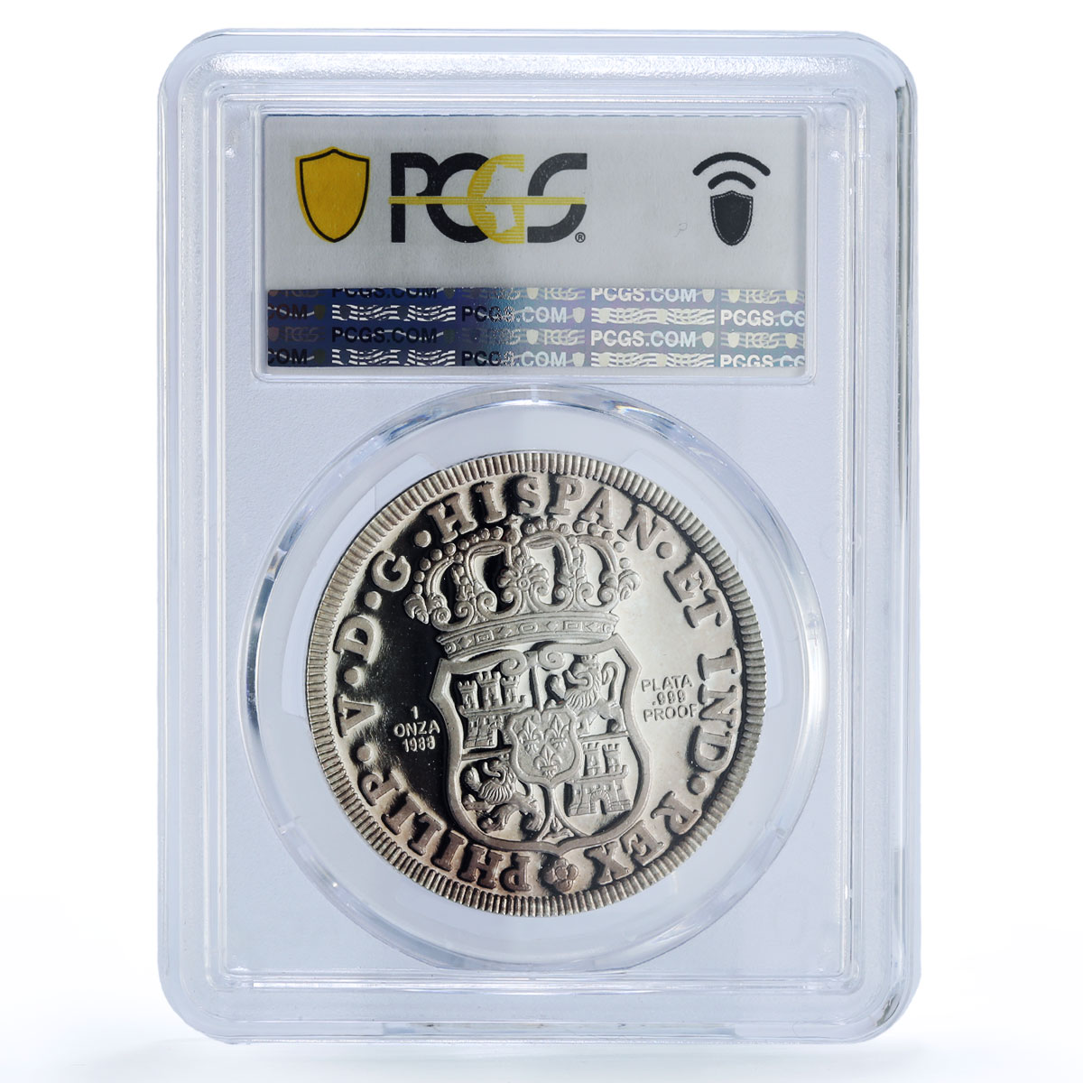 Mexico 1 onza 8 Reales Restrike 1732 Pillar Dollar PR 68 PCGS silver medal 1988
