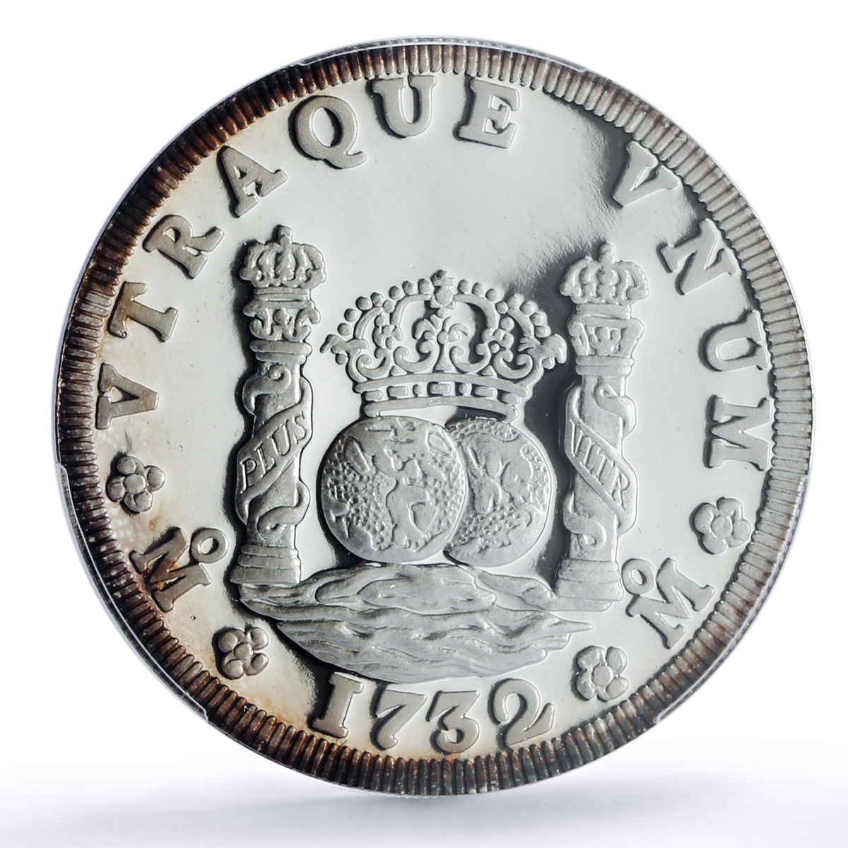 Mexico 1 onza 8 Reales Restrike 1732 Pillar Dollar PR 68 PCGS silver medal 1988