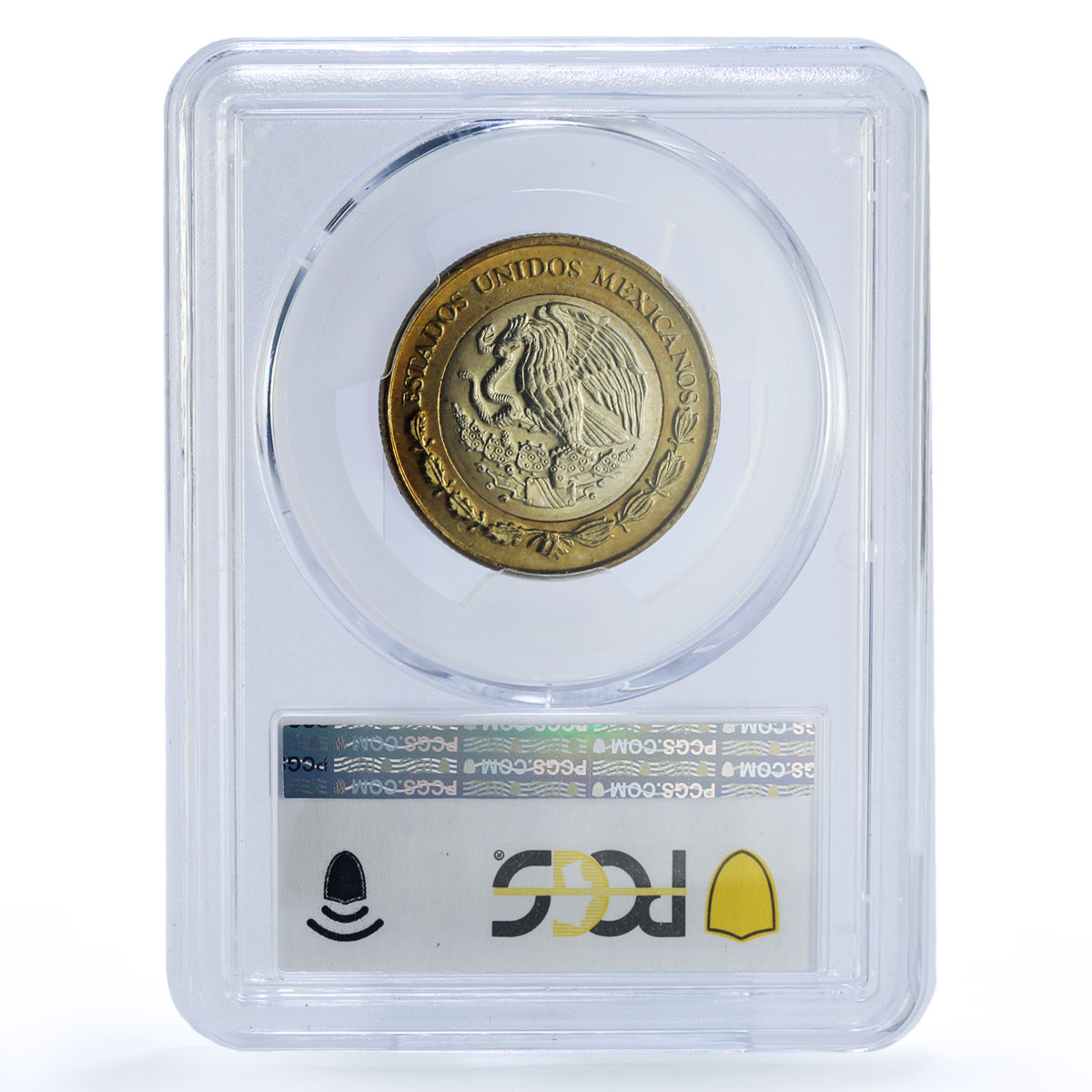 Mexico 10 pesos Aztec Rev. Normal Denticles KM-616 MS 66 PCGS bimetal coin 2007