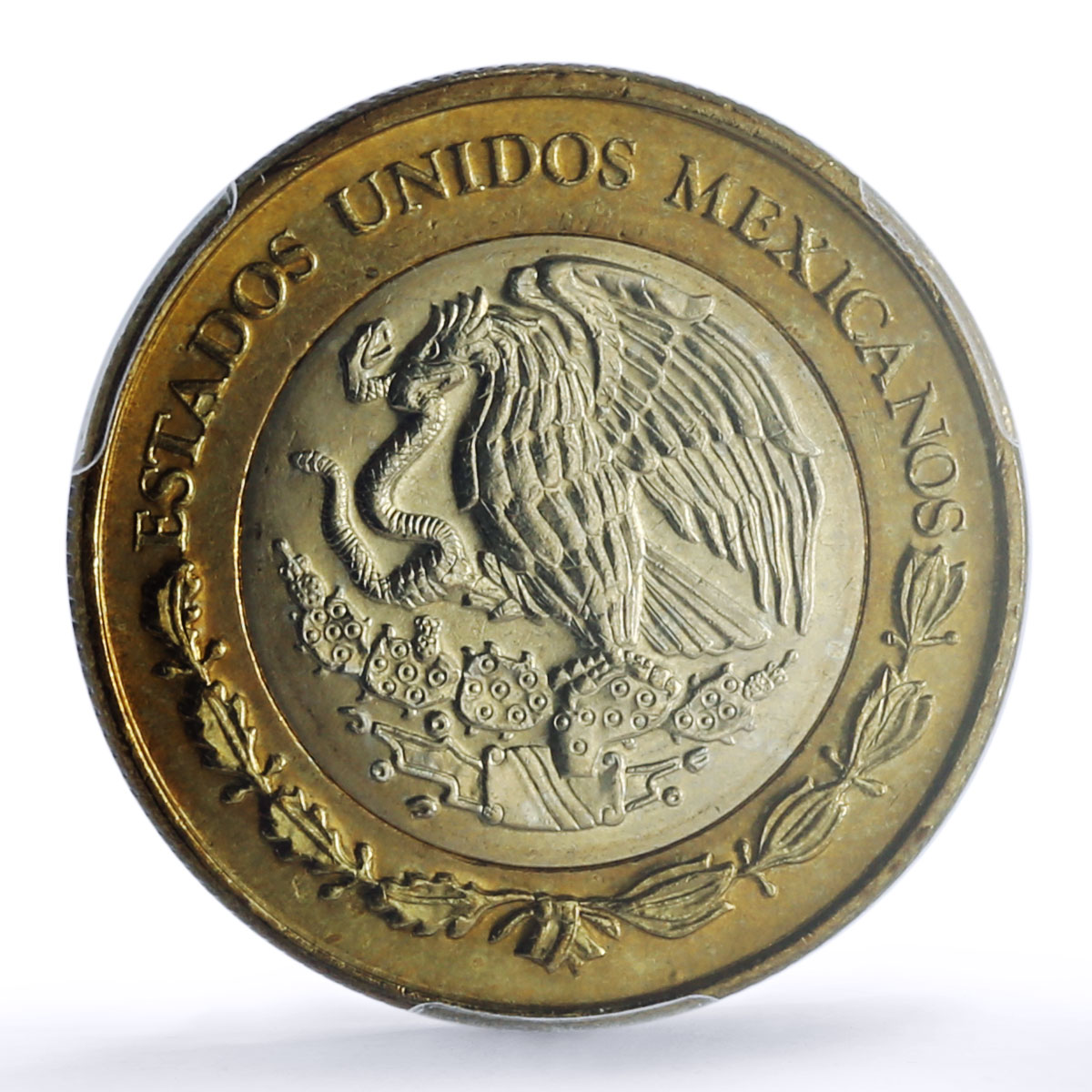 Mexico 10 pesos Aztec Rev. Normal Denticles KM-616 MS 66 PCGS bimetal coin 2007