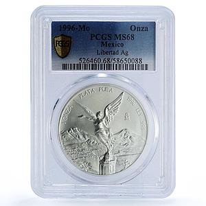 Mexico 1 onza Libertad Angel of Independence KM-613 MS 68 PCGS silver coin 1996