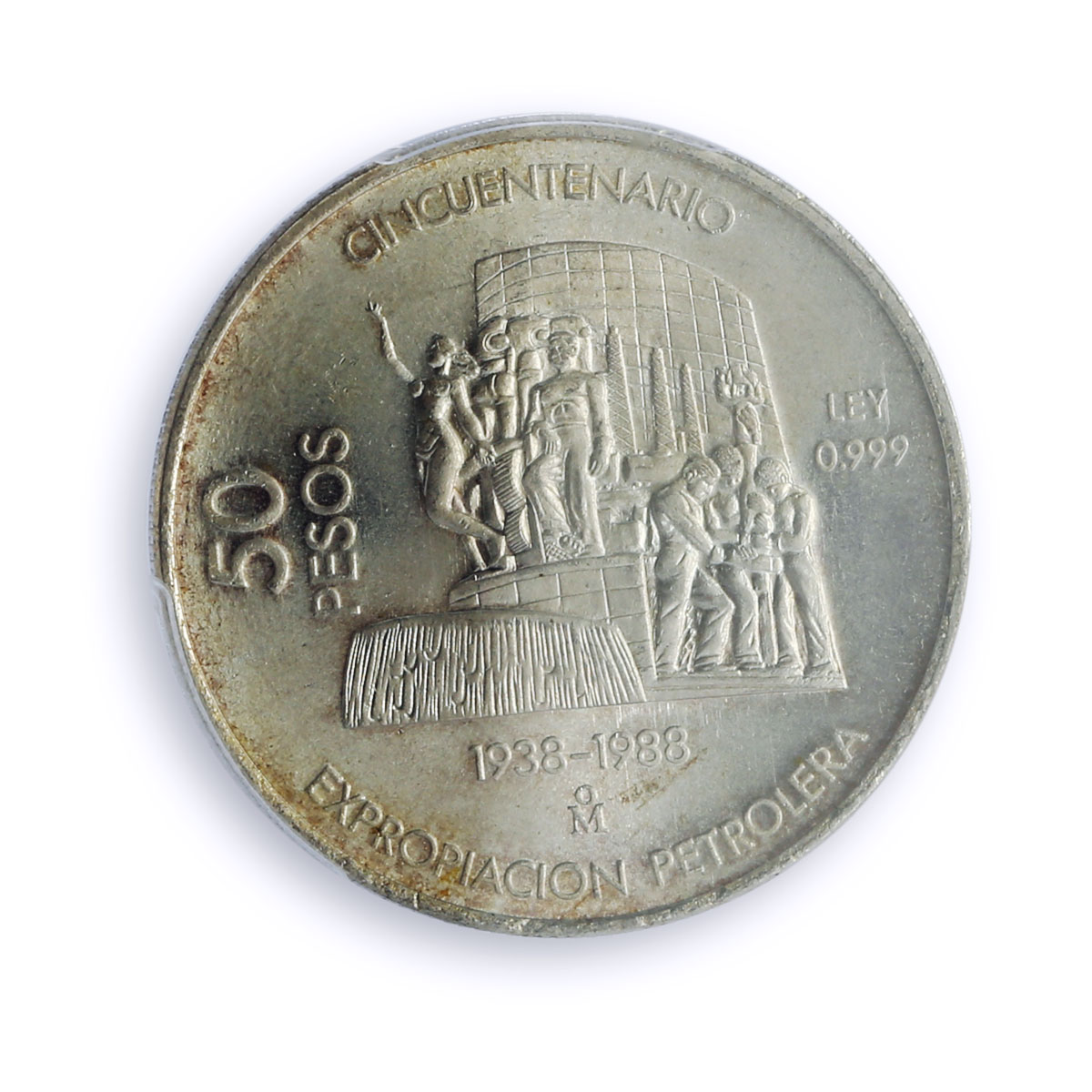 Mexico 50 pesos Oil Industry KM-532 Monument MS 67 PCGS silver coin 1988