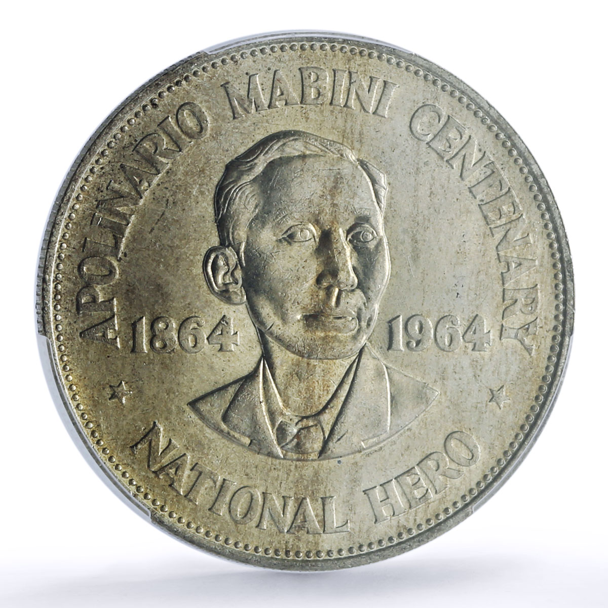 Philippines 1 peso Apolinario Mabini KM-194 Politics MS 64 PCGS silver coin 1964